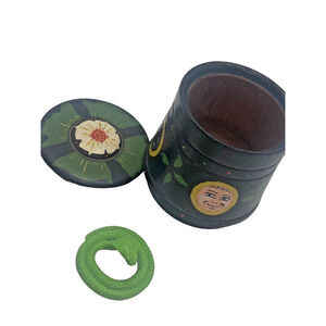 Burmese Negora Snake Charmer Faces Lacquered Circular Box Vintage